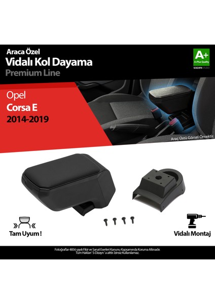 Opel Corsa E Abs Vidalı Kol Dayama Kolçak Siyah 2014-2019 A+ Kalite