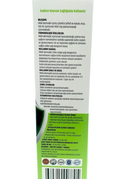 Maxi Dermabit Kuş Sprey 100 ml