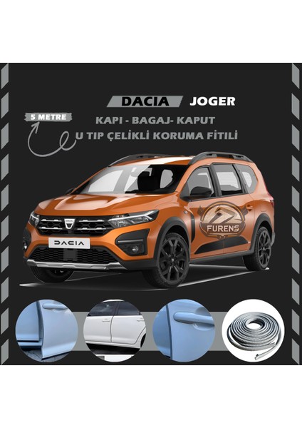 Dacia Joger Oto Araç Kapı Koruma Fitili 5metre Parlak Gri Renk