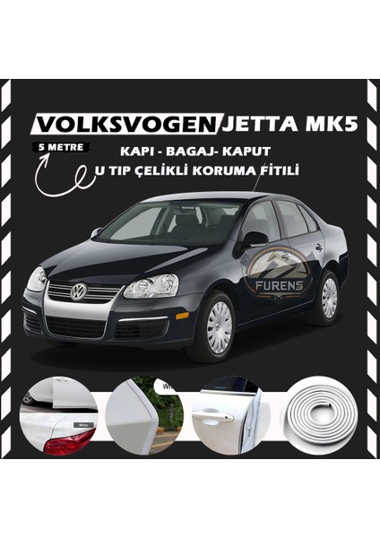 Volksvogen Jetta Mk5 Oto Araç Kapı Koruma Fitili 5metre Parlak Beyaz Renk