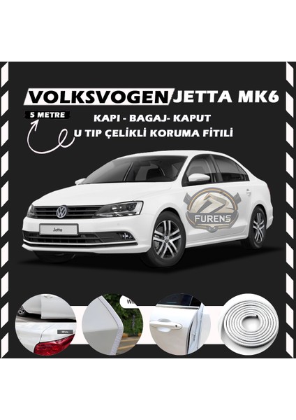 Volksvogen Jetta Mk6 Oto Araç Kapı Koruma Fitili 5metre Parlak Beyaz Renk