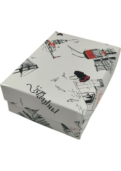 Istanbul Desenli Karton Kolye & Mini Set KUTUSU24 Lü Paket (Içi Süngerli)