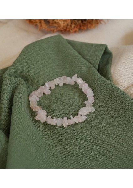 Pembe Kuvars Doğal Taş Kadın Bileklik