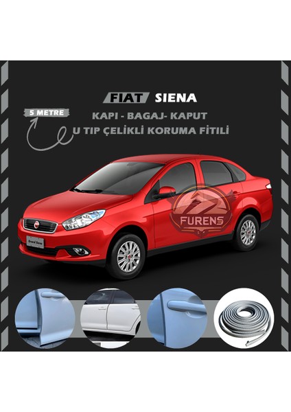 Fiat Siena Oto Araç Kapı Koruma Fitili 5metre Parlak Gri Renk