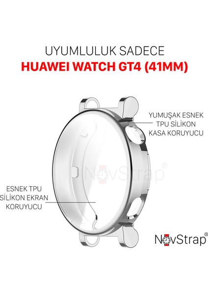 Novstrap Huawei Watch Gt4 41MM ile Uyumlu Ekran Koruyucu ve Kasa Koruyucu Tpu Yumuşak Silikon