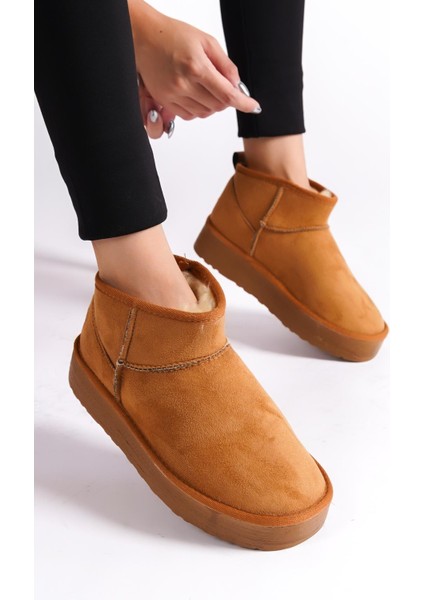 Kalın Tabanlı Yuvarlak Burunlu Kürklü Kısa Kadın Bot fiyatları