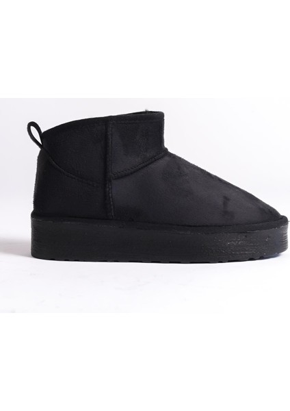Kalın Tabanlı Yuvarlak Burunlu Kürklü Kısa Kadın Bot