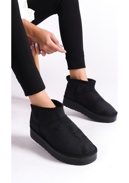 Kalın Tabanlı Yuvarlak Burunlu Kürklü Kısa Kadın Bot fiyatları