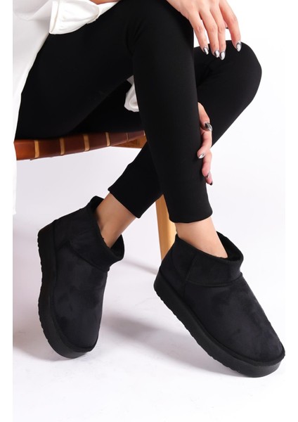 Kalın Tabanlı Yuvarlak Burunlu Kürklü Kısa Kadın Bot fırsatları