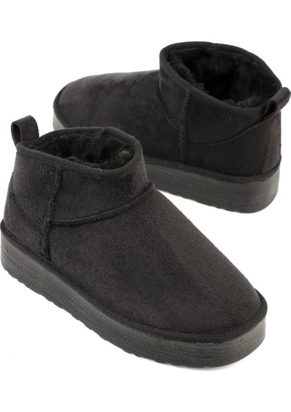 Kalın Tabanlı Yuvarlak Burunlu Kürklü Kısa Kadın Bot indirimleri