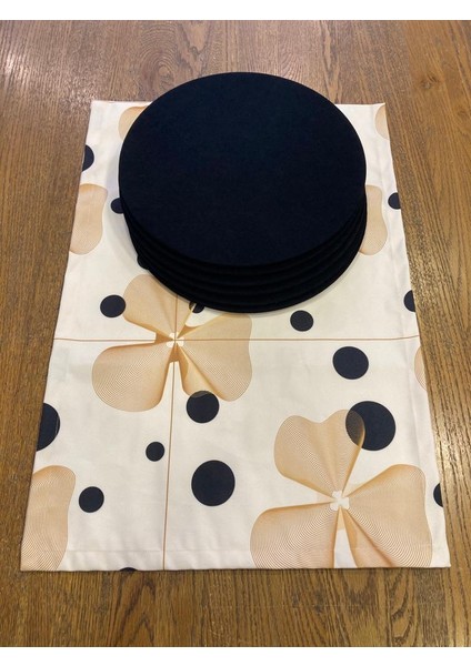 Tuğçe Demir Home Design Puantiye Çiçek Desen Runner Supla Set