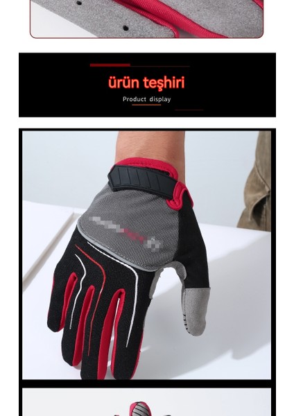 Doğa Sporları Şok Emici Silikon Kaymaz Nefes Alabilir Tam Parmak Bisiklet Eldiveni (Yurt Dışından)
