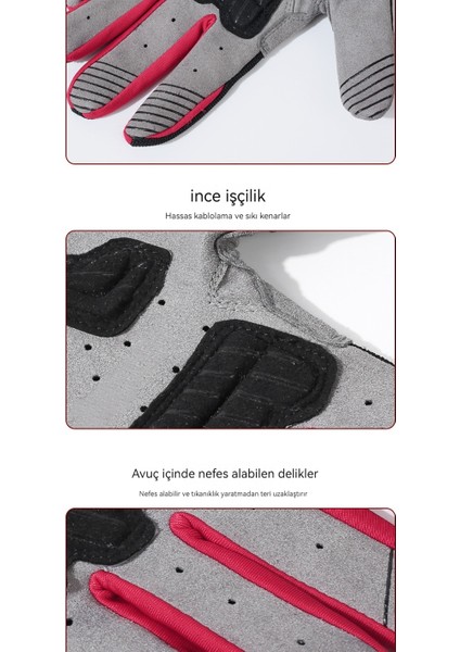 Doğa Sporları Şok Emici Silikon Kaymaz Nefes Alabilir Tam Parmak Bisiklet Eldiveni (Yurt Dışından)