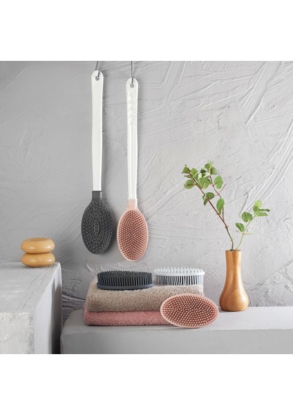 Çift Taraflı Banyo Duş Vücut Fırçası Yumuşak Uzun Saplı Sırt Kese Masaj Fırçası