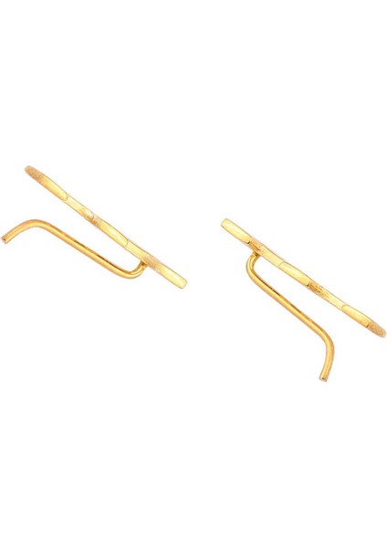 925 Ayar Gümüş Minik Kareler Earcuff Küpe