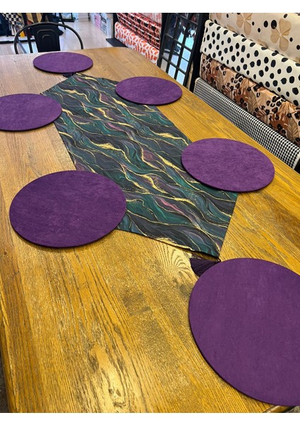 Tuğçe Demir Home Design Mor Epoksi Desen Runner Supla Set