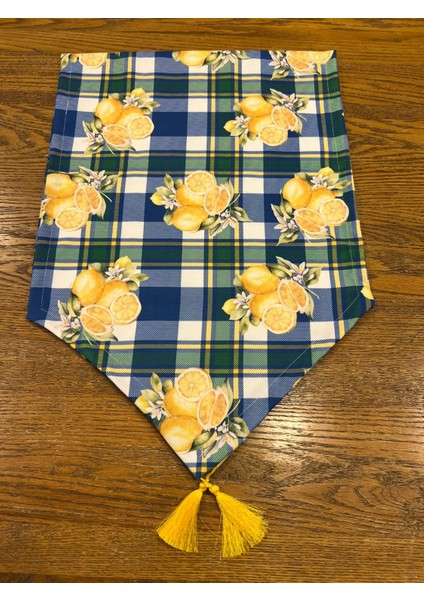 Tuğçe Demir Home Design Ekose Limon Desen Runner Supla Set