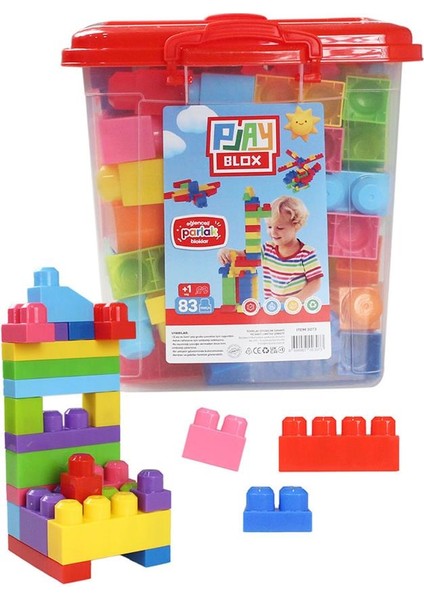 Play Blox Yapı Oyuncakları 83 Parça Kovalı Parlak Renkler Mega Blok Seti 3073