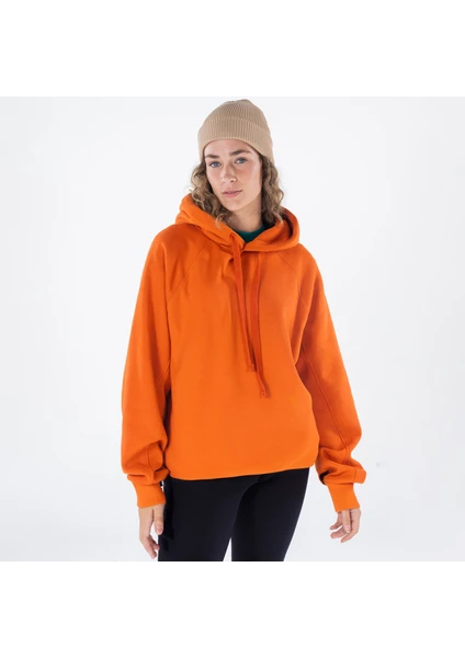 Friday Offset Pina Kadın Turuncu Kapüşonlu Oversize Sweatshirt Hoodie