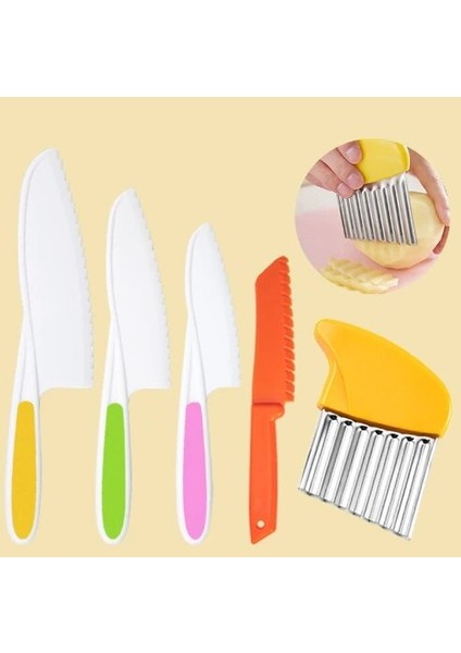 5 Adet TYPE04 Paslanmaz Çelik Patates Cipsi Dilimleme Hamur Sebze Meyve Buruşuk Dalgalı Dilimleme Bıçağı Patates Kesici Kıyıcı Fransız Fry Maker Araçları (Yurt Dışından)