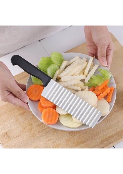 1 Adet Patates Kızartma Kesici Paslanmaz Çelik Tırtıklı Bıçak Dilimleme Sebze Meyve Dilimleme Dalga Bıçak Kıyıcı Mutfak Gereçleri (Yurt Dışından)