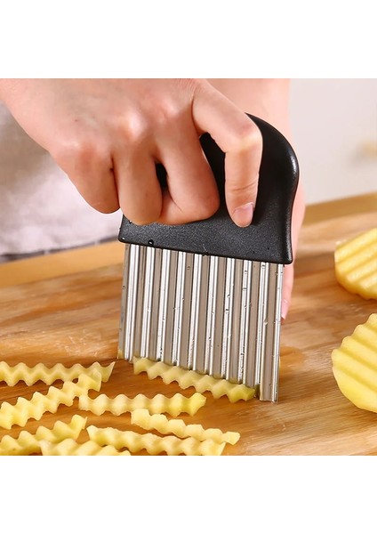 5 Adet TYPE04 Paslanmaz Çelik Patates Cipsi Dilimleme Hamur Sebze Meyve Buruşuk Dalgalı Dilimleme Bıçağı Patates Kesici Kıyıcı Fransız Fry Maker Araçları (Yurt Dışından)
