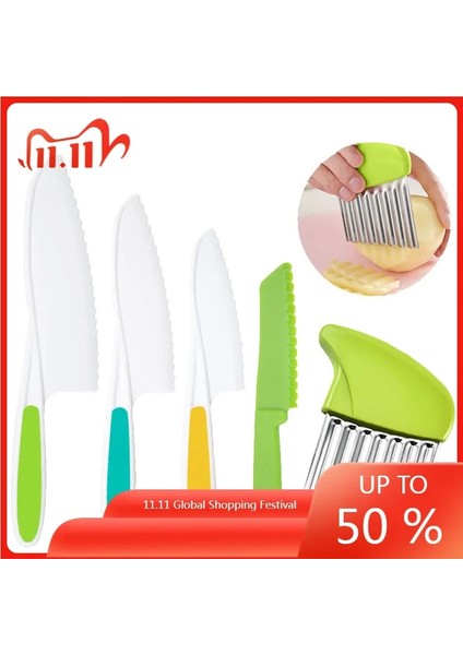 5 Adet TYPE04 Paslanmaz Çelik Patates Cipsi Dilimleme Hamur Sebze Meyve Buruşuk Dalgalı Dilimleme Bıçağı Patates Kesici Kıyıcı Fransız Fry Maker Araçları (Yurt Dışından)