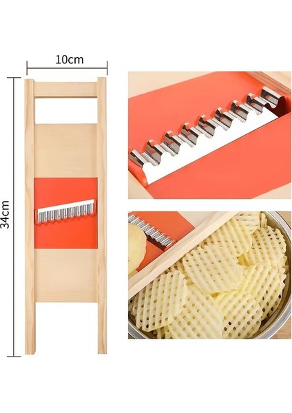 Ahşap Patates Izgara Dilimleyici Sebze Rende Oluklu Net Doğrayıcı Kesici Dalga Bıçağı Parçalayıcı Salata Mutfak Parçalayıcı Soyucu Ezici (Yurt Dışından)
