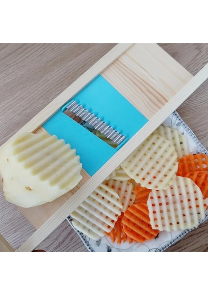 Ahşap Patates Izgara Dilimleyici Sebze Rende Oluklu Net Doğrayıcı Kesici Dalga Bıçağı Parçalayıcı Salata Mutfak Parçalayıcı Soyucu Ezici (Yurt Dışından) fırsatları