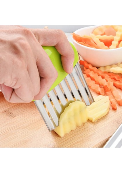 Sarı 1 Adet 1 Adet Patates Cipsi Dilimleme Kesici Sebze Meyve Oluklu Dalgalı Bıçak Patates Kızartması Patates Doğrayıcı Mutfak Gadget Aksesuarları (Yurt Dışından)