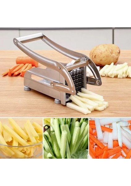 Tip A Fransız Fry Kesici Çok Fonksiyonlu Sebze Meyve Doğrayıcı 2 Paslanmaz Çelik Bıçaklı Patates Kızartması Cips Makinesi Patates Dilimleme (Yurt Dışından)