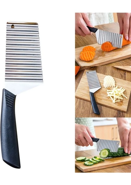 S7 8X10.7 cm Chopper Kızartma Sebze Dalgalı Dilimleme Araçları Paslanmaz Talaş Kesici Bıçak Buruşuk Mutfak Meyve Patates Makinesi Patates Çelik Hamur Fransız (Yurt Dışından)