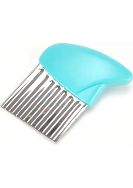 Açık Mavi Sıcak Satış Paslanmaz Çelik Patates Cipsi Dilimleme Hamur Sebze Meyve Buruşuk Dalgalı Dilimleme Bıçağı Patates Kesici Kıyıcı Fransız Kızartma (Yurt Dışından)