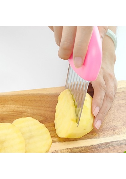 Açık Mavi Sıcak Satış Paslanmaz Çelik Patates Cipsi Dilimleme Hamur Sebze Meyve Buruşuk Dalgalı Dilimleme Bıçağı Patates Kesici Kıyıcı Fransız Kızartma (Yurt Dışından) fırsatları