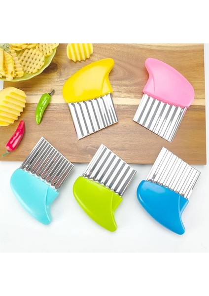 Açık Mavi Sıcak Satış Paslanmaz Çelik Patates Cipsi Dilimleme Hamur Sebze Meyve Buruşuk Dalgalı Dilimleme Bıçağı Patates Kesici Kıyıcı Fransız Kızartma (Yurt Dışından) indirimleri