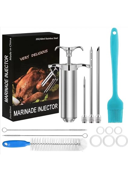 Kutu ile -A Paslanmaz Çelik Hindi Baharat Iğnesi Baharat Şırınga Barbekü Et Lezzet Enjektör Pişirme Araçları Sos Turşusu Şırınga Eki (Yurt Dışından) modelleri