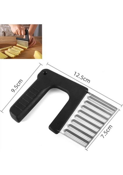 S4 12X9.5 cm Paslanmaz Çelik Patates Cipsi Dilimleme Hamur Sebze Meyve Kırışık Dalgalı Dilimleme Bıçağı Patates Kesici Kıyıcı Fransız Kızartma Makinesi (Yurt Dışından)