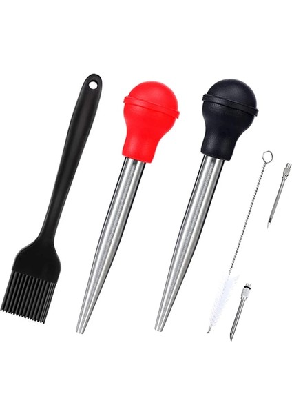 Tüm Siyah Set Paslanmaz Çelik Hindi Baster Şırınga Pişirme Et Enjektör Seti Fırça ve Marine Iğne ile Profesyonel Et Şırıngası (Yurt Dışından) fiyatları