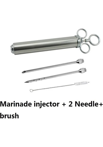 Siyah 4 Oz Paslanmaz Çelik Et Turşusu Lezzet Enjektör Kiti 1/2 Fincan Kapasiteli Barbekü Baharat Enjektörü 2 Profesyonel Iğneler ile Fırça (Yurt Dışından)