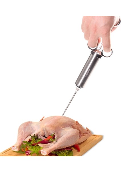 Kutu ile -A Paslanmaz Çelik Hindi Baharat Iğnesi Baharat Şırınga Barbekü Et Lezzet Enjektör Pişirme Araçları Sos Turşusu Şırınga Eki (Yurt Dışından) fırsatları