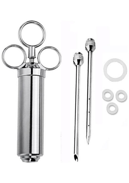 2 Iğneli Paslanmaz Çelik Iğneler Baharat Şırınga Seti Barbekü Et Lezzet Enjektör Kithen Sos Marinade Şırınga Aksesuarı (Yurt Dışından)