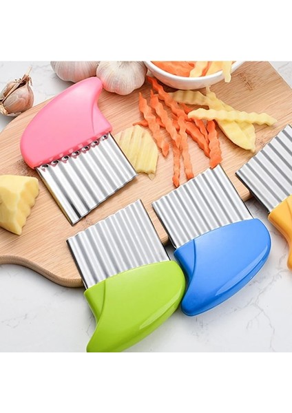 Yeşil Kızartma Dalgalı Patates Bıçağı Oluklu Patates Gadget Kesici Mutfak Çip Kesici Meyve Dilimleme Sebze Fransız Aksesuarları (Yurt Dışından) modelleri