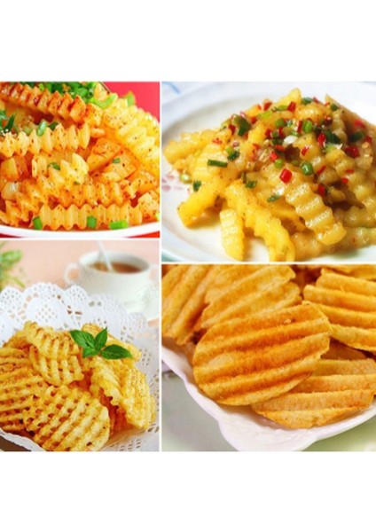 Yeşil Kızartma Dalgalı Patates Bıçağı Oluklu Patates Gadget Kesici Mutfak Çip Kesici Meyve Dilimleme Sebze Fransız Aksesuarları (Yurt Dışından) fırsatları