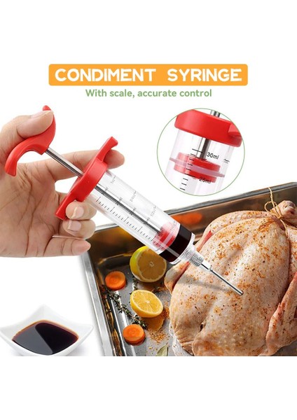 Kırmızı Baharat Enjeksiyonu Paslanmaz Çelik Iğneler Baharat Şırınga Domuz Eti Biftek Barbekü Et Tavuk Sosu Marinade Enjektör Mutfak Aksesuarı (Yurt Dışından) modelleri
