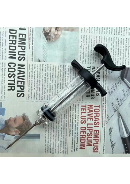 Kırmızı Marinade Enjektör Met Rvs Naalden Barbekü Vlees Spuit Saus Injectie Kalkoen Kip Spuit Keuken Accessorie Gereedschap (Yurt Dışından) indirimleri