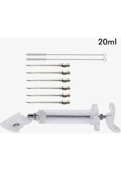 20ML 6 2 Iyounice 20ML/50ML/100ML Barbekü Şırıngaları Paslanmaz Çelik Iğneler Enjektör Et Sosis Doldurucu Mutfak Aracı Et Enjektörleri (Yurt Dışından)