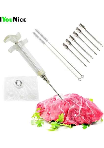 20ML 6 2 Iyounice 20ML/50ML/100ML Barbekü Şırıngaları Paslanmaz Çelik Iğneler Enjektör Et Sosis Doldurucu Mutfak Aracı Et Enjektörleri (Yurt Dışından)