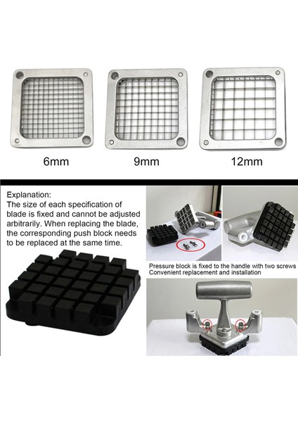 9mm Ticari Fransız Kızartma Kesici Bıçak Paslanmaz Çelik Manuel Patates Kesme Makinesi Bıçağı Salatalık Patlıcan Havuç (Yurt Dışından) indirimleri