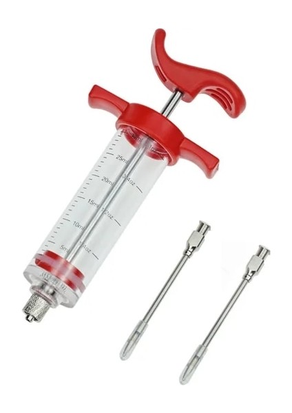 1 Enjektör 2 Iğne Barbekü Et Şırıngası Marinade Enjektörü 3 Paslanmaz Çelik Iğneler ile Hindi Tavuk Sosları Şırınga Sos Enjeksiyonu Mutfak Aletleri (Yurt Dışından)