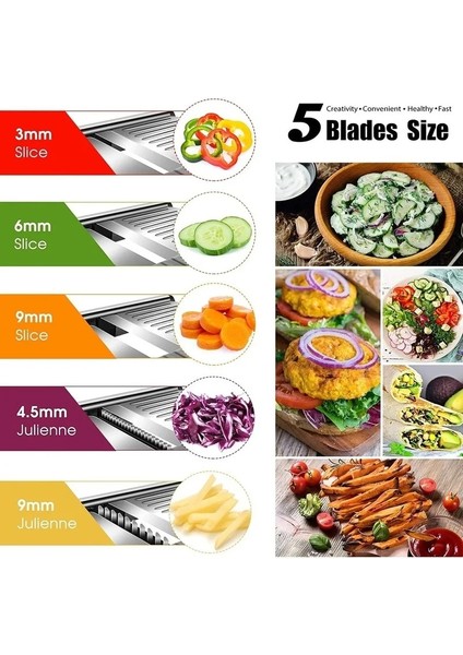 Siyah 304 Paslanmaz Çelik Mandoline Profesyonel Sebze Dilimleme Ayarlanabilir Kesici Sebze Rende Bıçakları ile Mutfak Aksesuarları (Yurt Dışından) fiyatları